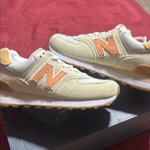 New Balance Beige and Orange Sneakers